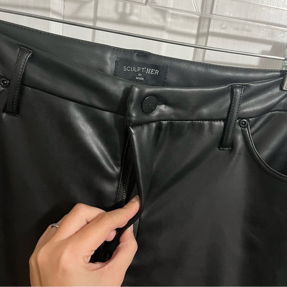 NYDJ Sculpt-Her Faux Leather Marilyn Straight Pants Black Plus Size 18 W Wide I2 - Picture 3 of 11